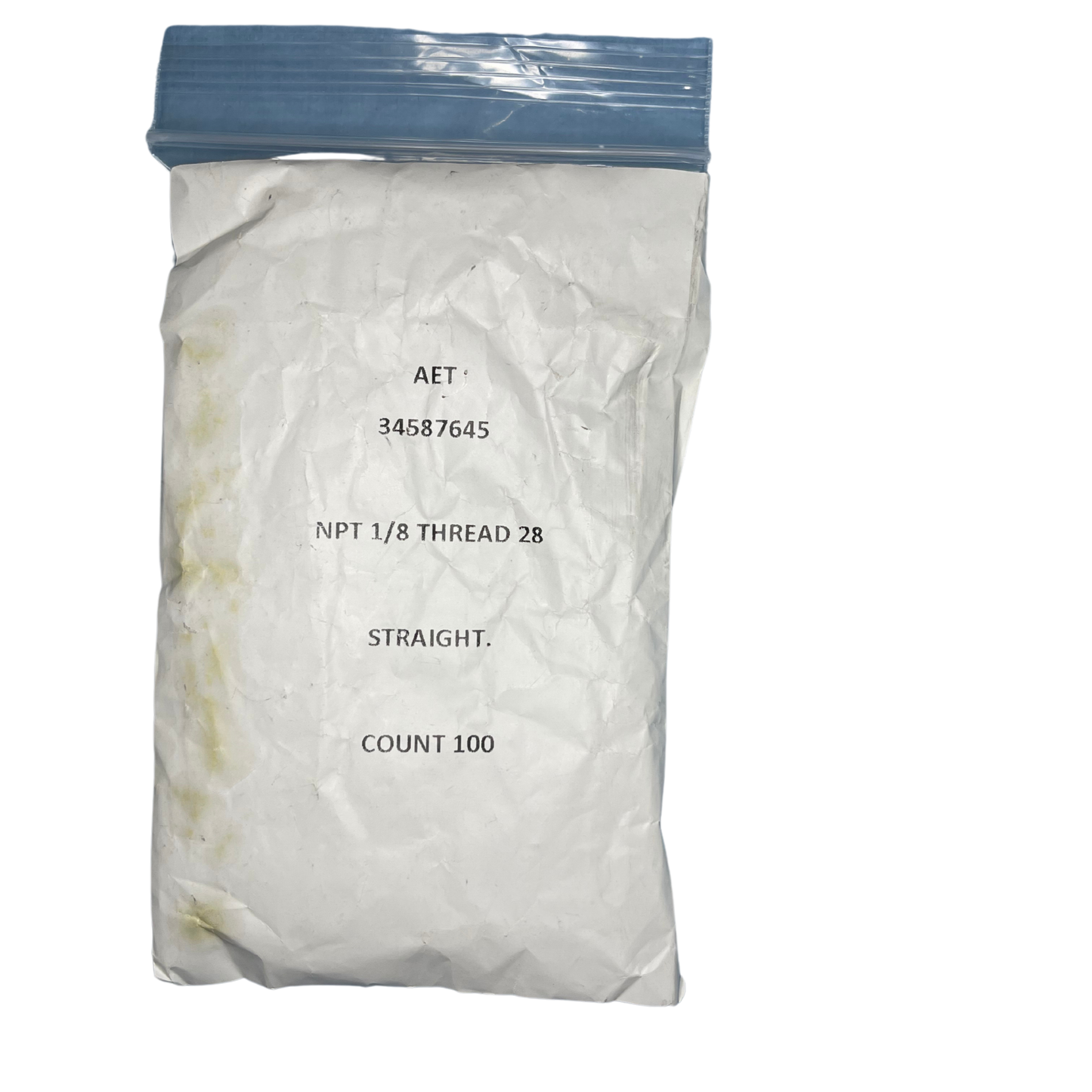 Hydraulic Grease Fitting (Zerk) - 1/8" NPT Thread - Yellow Zinc - Straight (Pkg of 100)