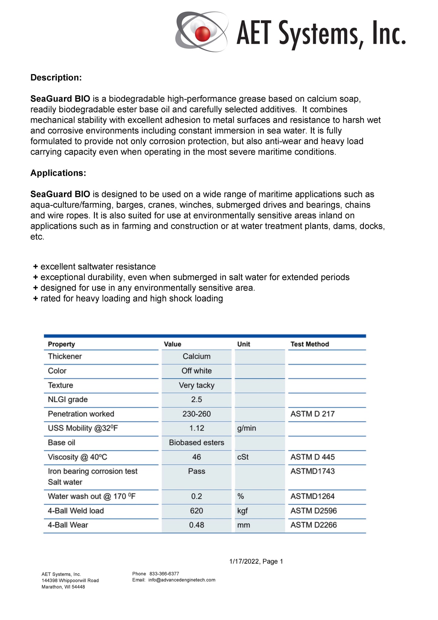 AirTec® SeaGuard BIO Biodegradable Marine Grease for Environmentally Sensitive Areas