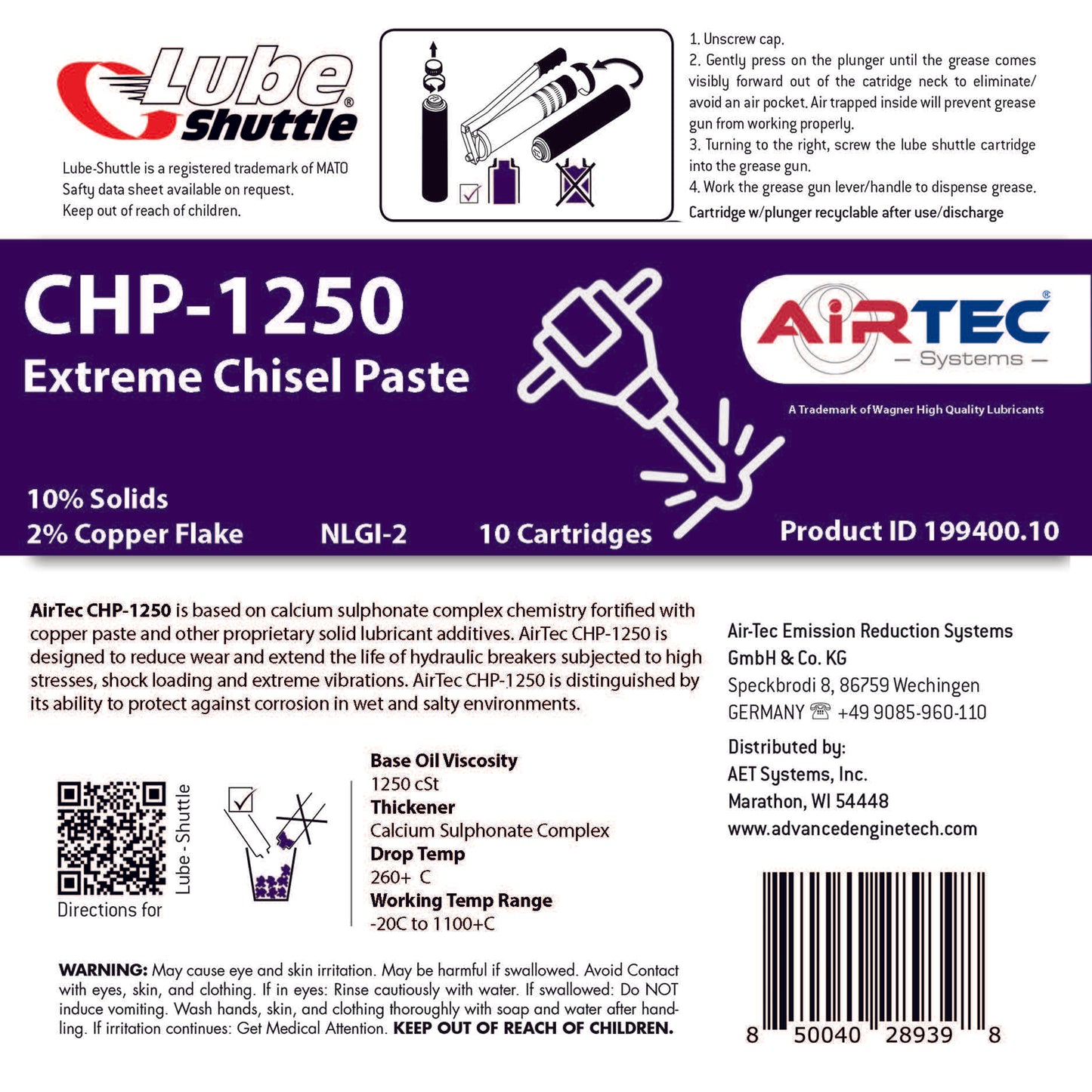 AirTec® CHP-1250 Extreme Chisel Paste for Lube-Shuttle®