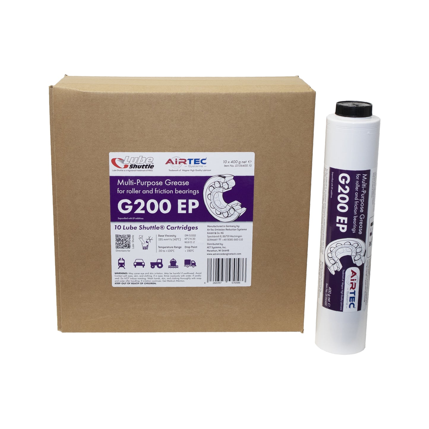 AirTec® G200 EP Premium Multi-Purpose Grease Cartridge for Lube-Shuttle®